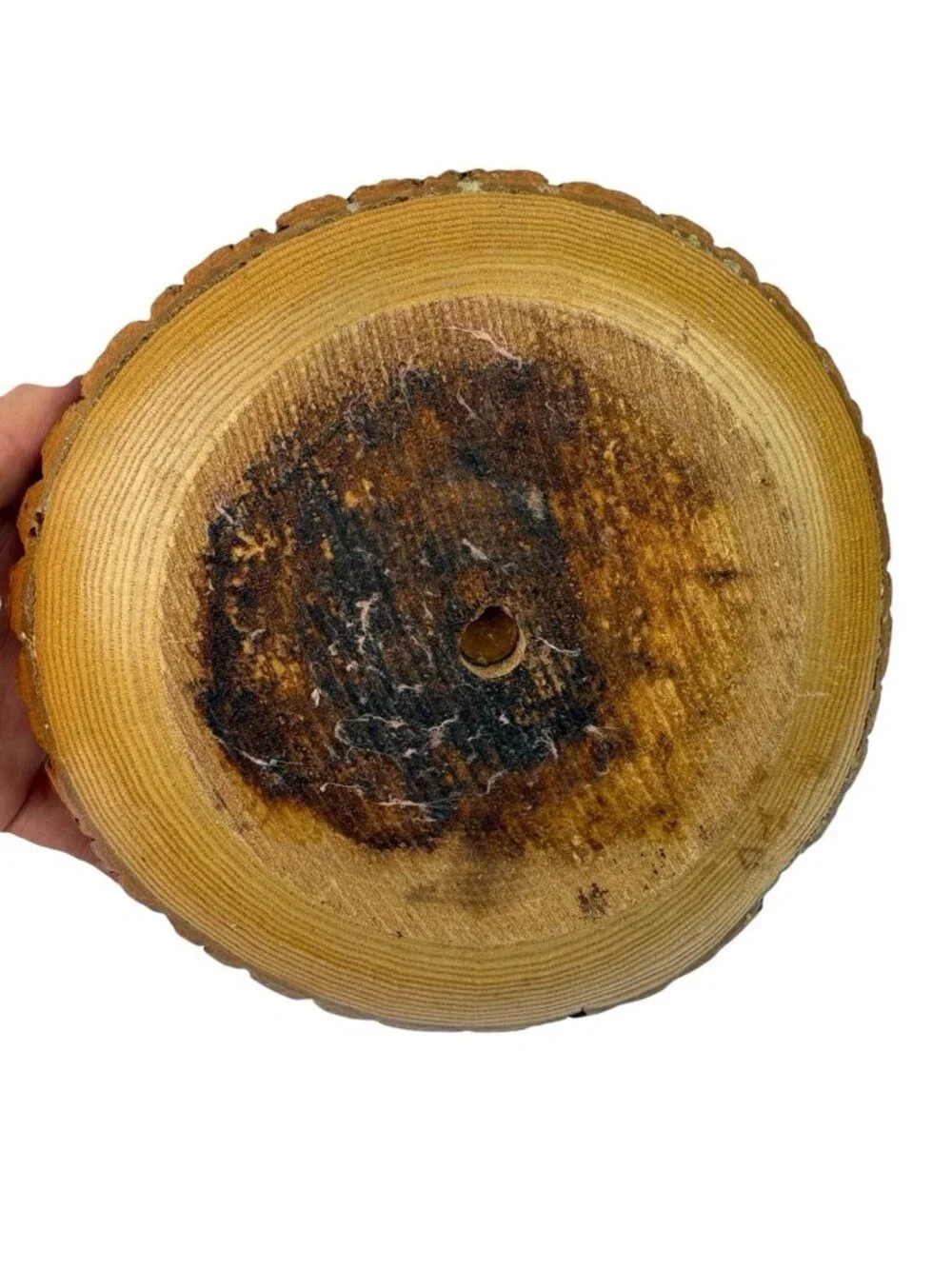 *Vintage Bark Nut Bowl Round Wooden Picks Nut Crackers Rustic Retro